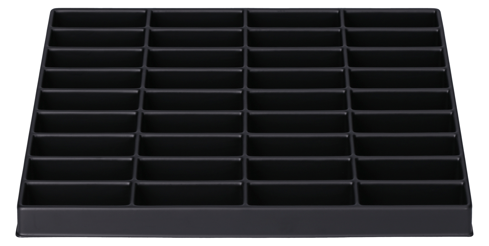 ESD-Tiefzieheinlage schwarz, 36 Nester rechteckig, PS_Frontalansicht