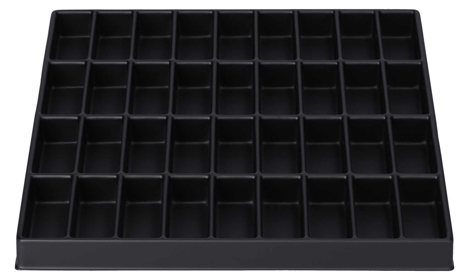 ESD-Tiefzieheinlage schwarz, 36 Nester rechteckig, PS_Frontalansicht
