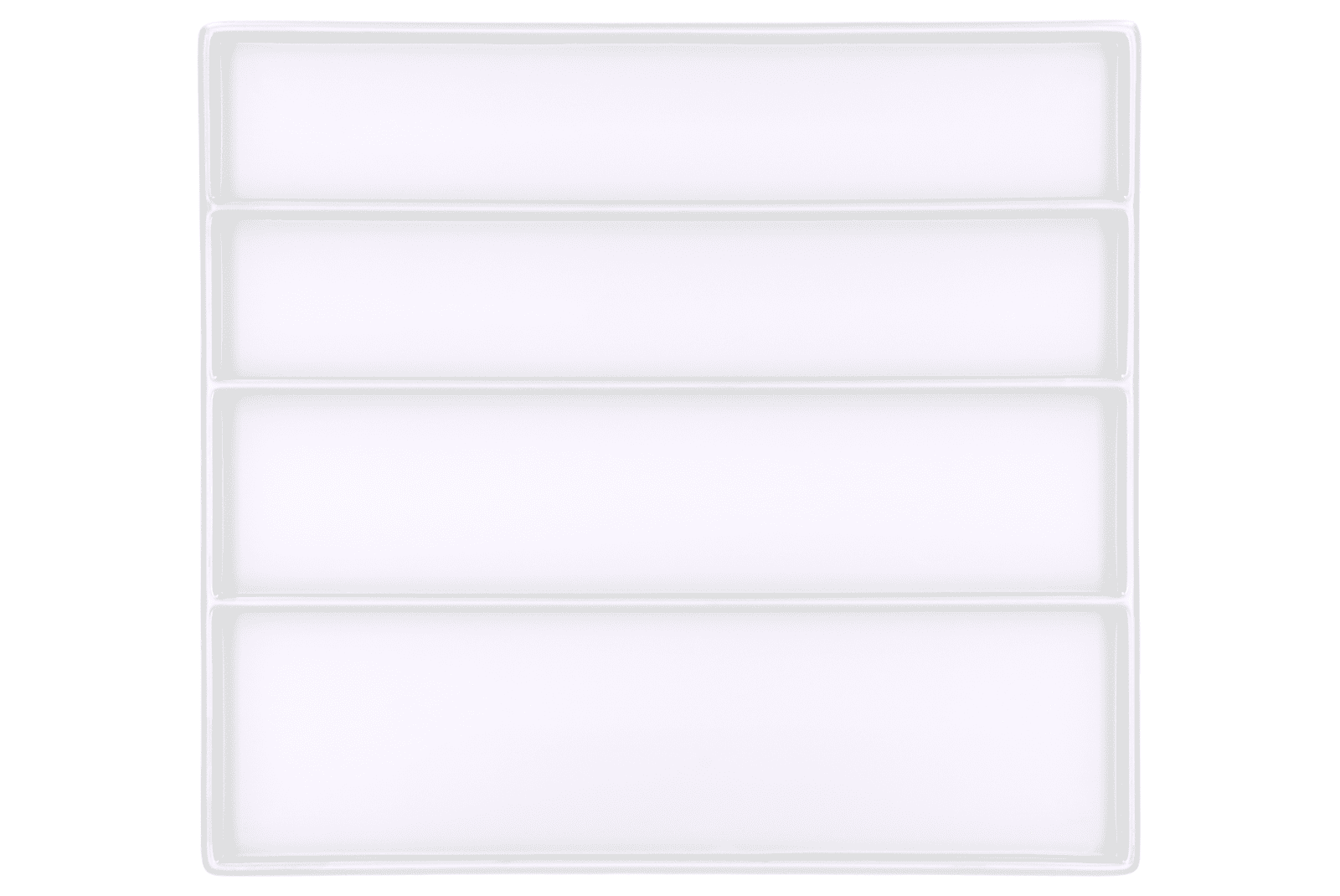 Tiefzieheinlage weiß, 4 Nester waagerecht, PS_Frontalansicht