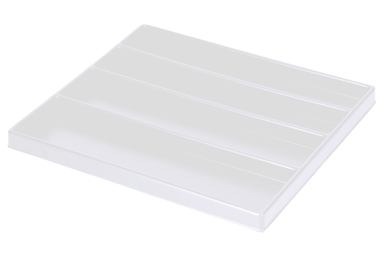 Tiefzieheinlage weiß, 4 Nester waagerecht, PS_Frontalansicht