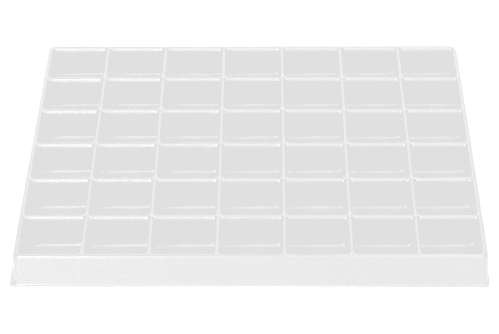 Tiefzieheinlage weiß, 42 Nester 4-eckig, PS_Frontalansicht