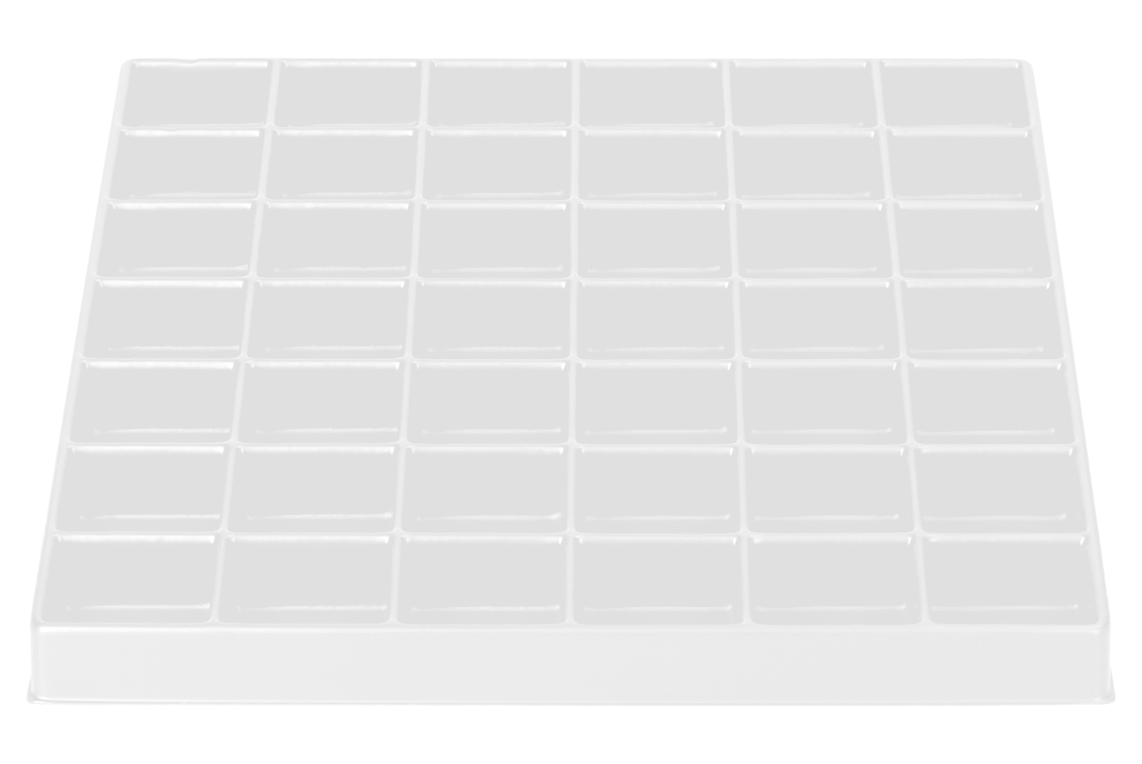 Tiefzieheinlage weiß, 42 Nester 4-eckig, PS_Frontalansicht