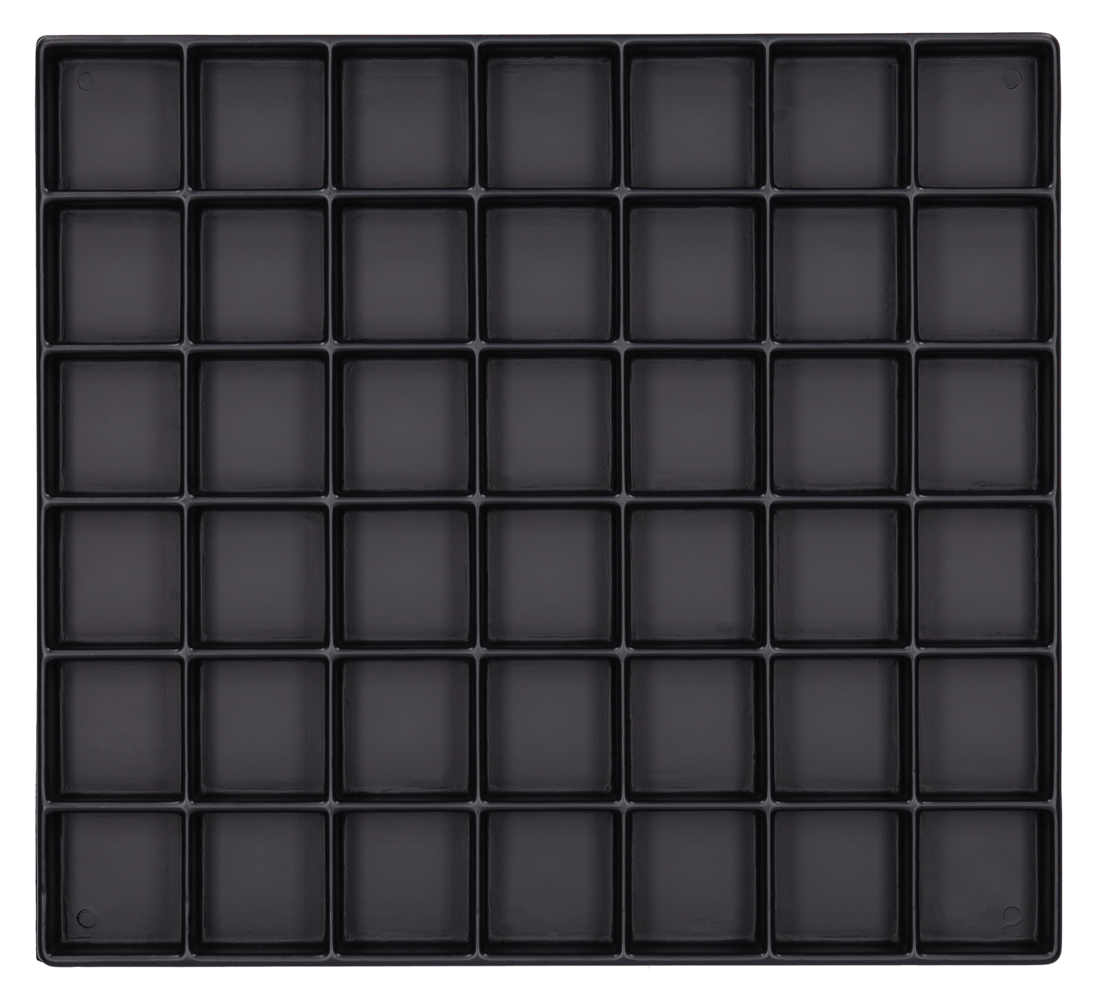 ESD-Tiefzieheinlage schwarz, 42 Nester 4-eckig, PS_Frontalansicht