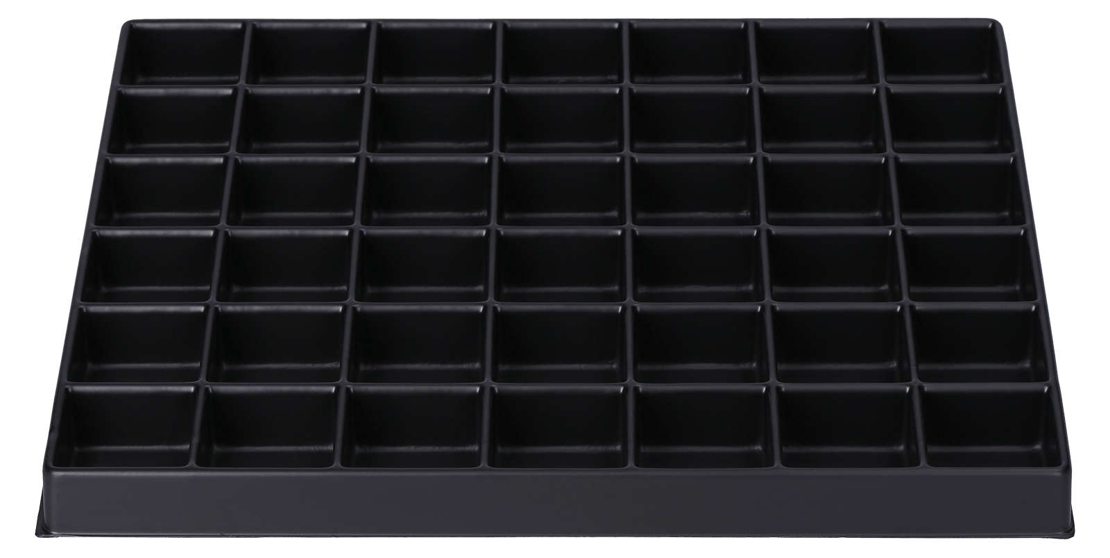 ESD-Tiefzieheinlage schwarz, 42 Nester 4-eckig, PS_Frontalansicht