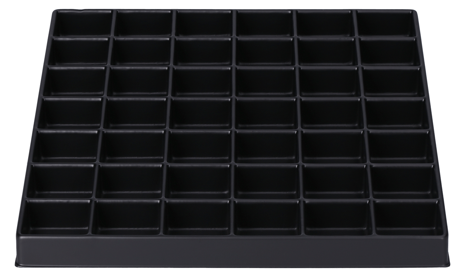 ESD-Tiefzieheinlage schwarz, 42 Nester 4-eckig, PS_Frontalansicht