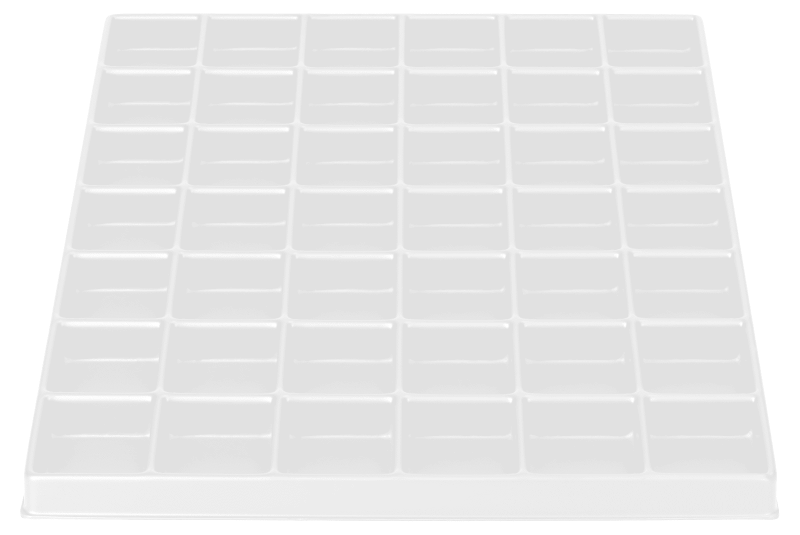 Tiefzieheinlage weiß, 42 Fächer rechteckig, PS_Frontalansicht