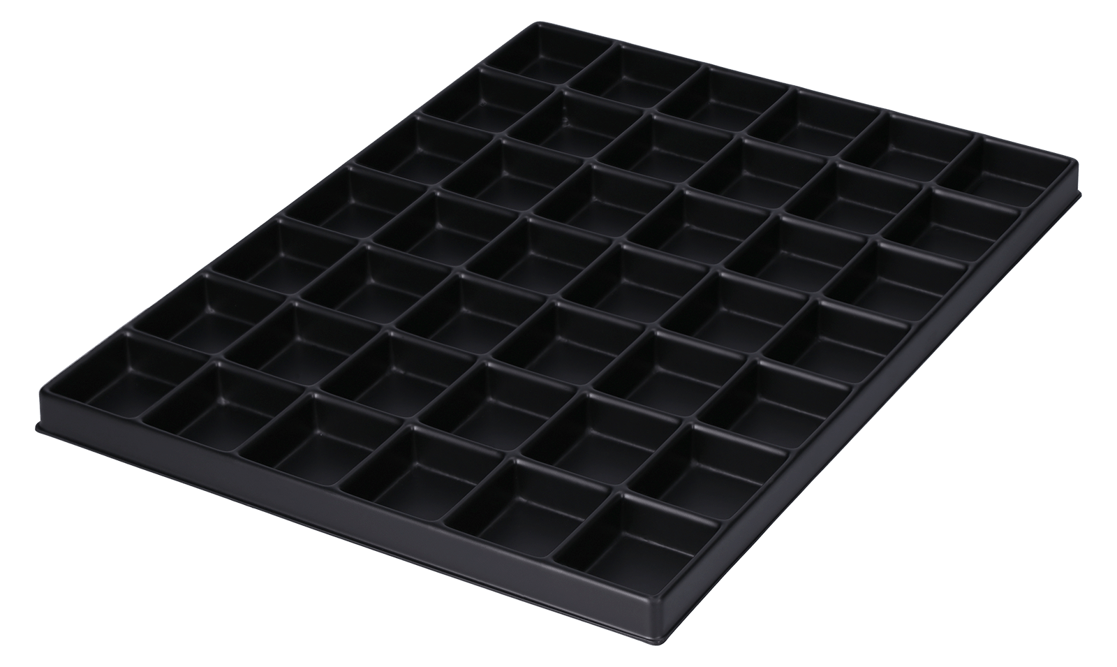 ESD-Tiefzieheinlage schwarz, 42 Fächer rechteckig, PS 
