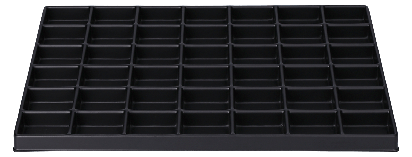 ESD-Tiefzieheinlage schwarz, 42 Fächer rechteckig, PS 