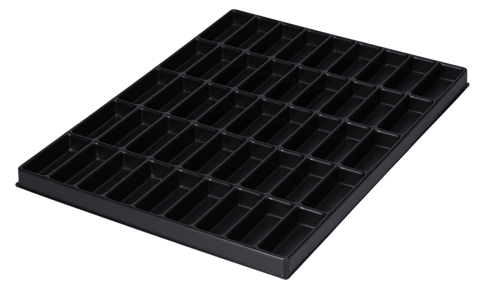 ESD-Tiefzieheinlage schwarz, 45 Nester rechteckig, PS 