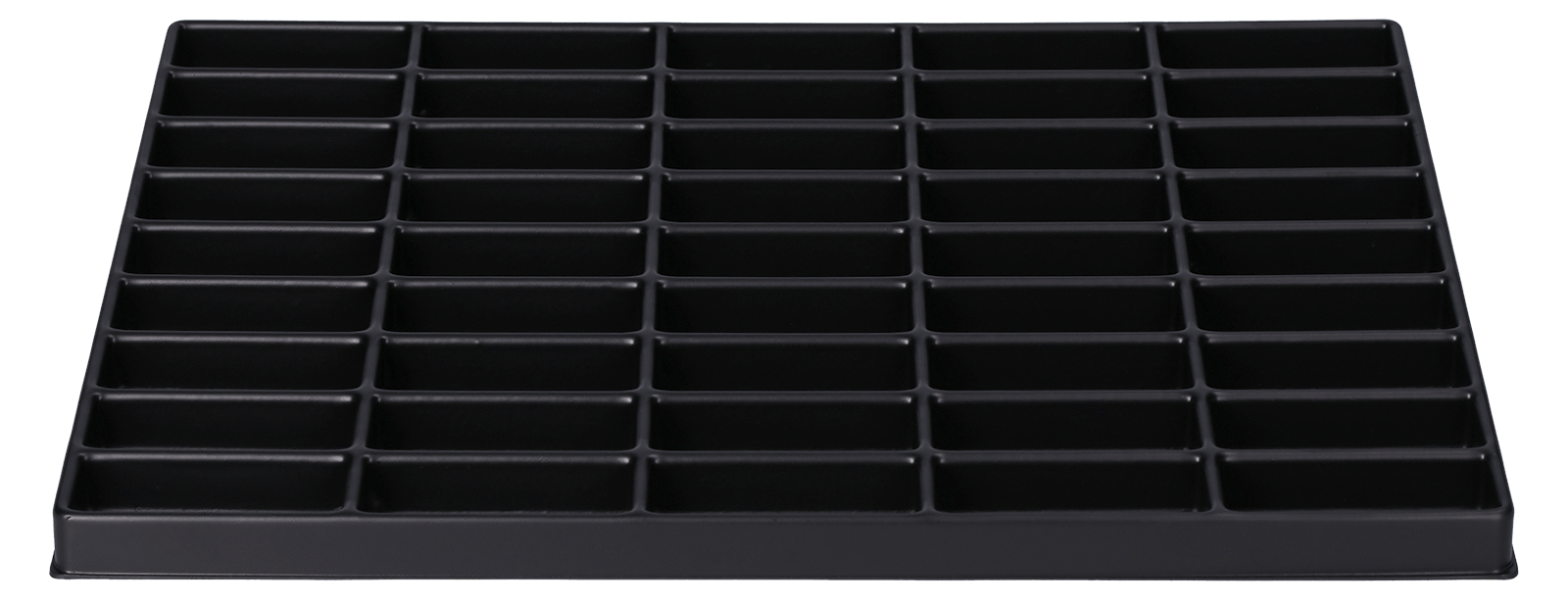 ESD-Tiefzieheinlage schwarz, 45 Nester rechteckig, PS 