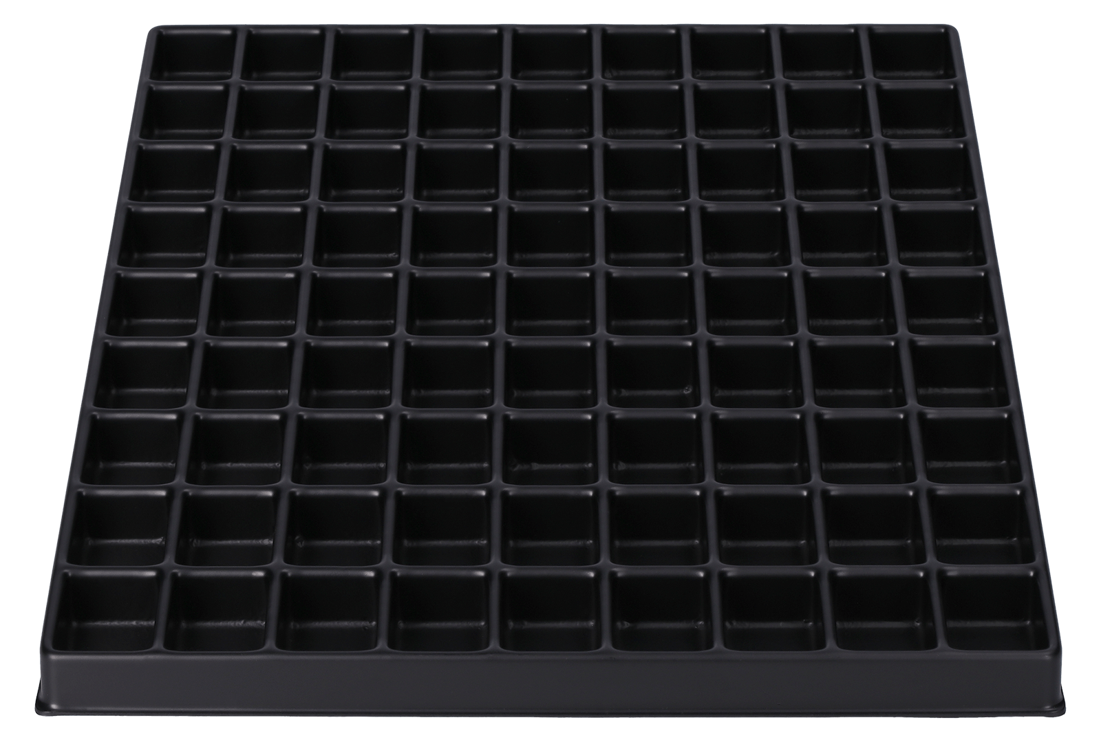 ESD-Tiefzieheinlage schwarz, 81 Nester rechteckig, PS 