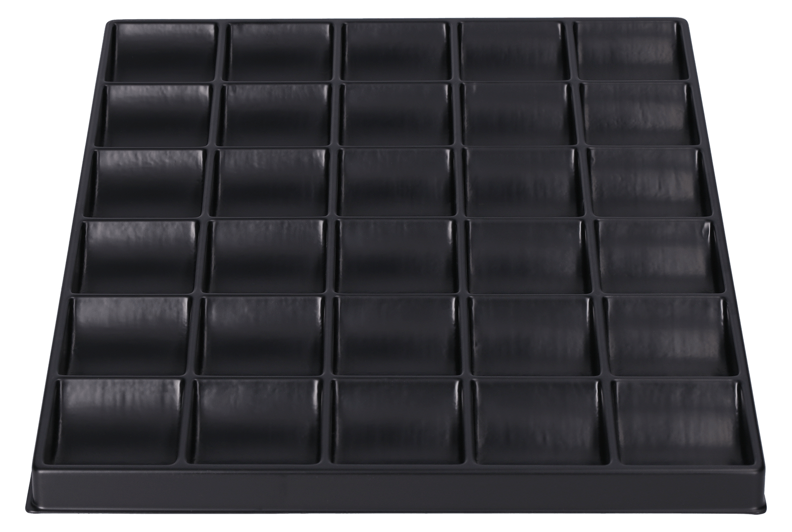 ESD-Tiefzieheinlage schwarz, 30 Nester rechteckig, PS_Frontalansicht