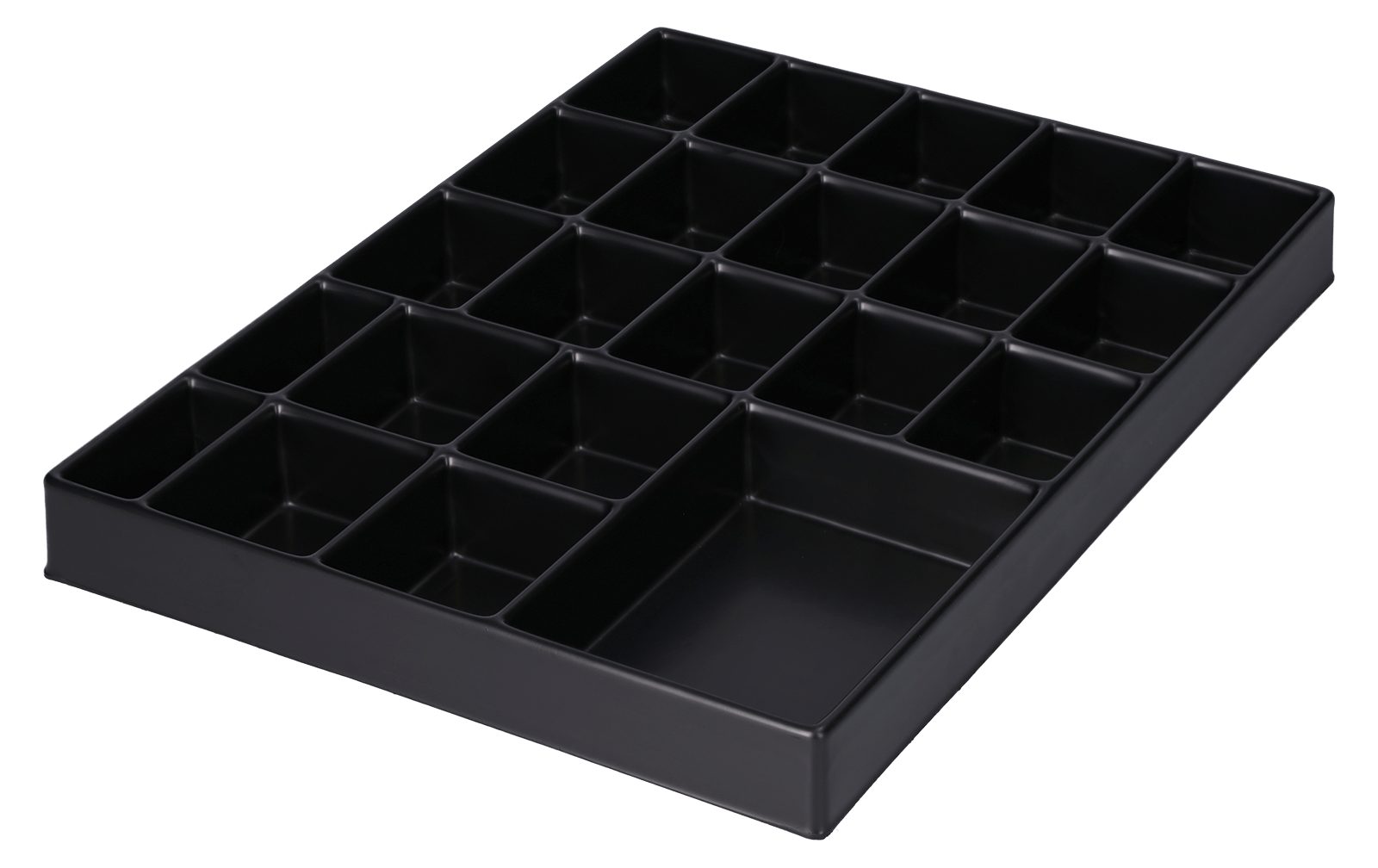 ESD-Tiefzieheinlage schwarz, 22 Nester rechteckig, PS_Frontalansicht