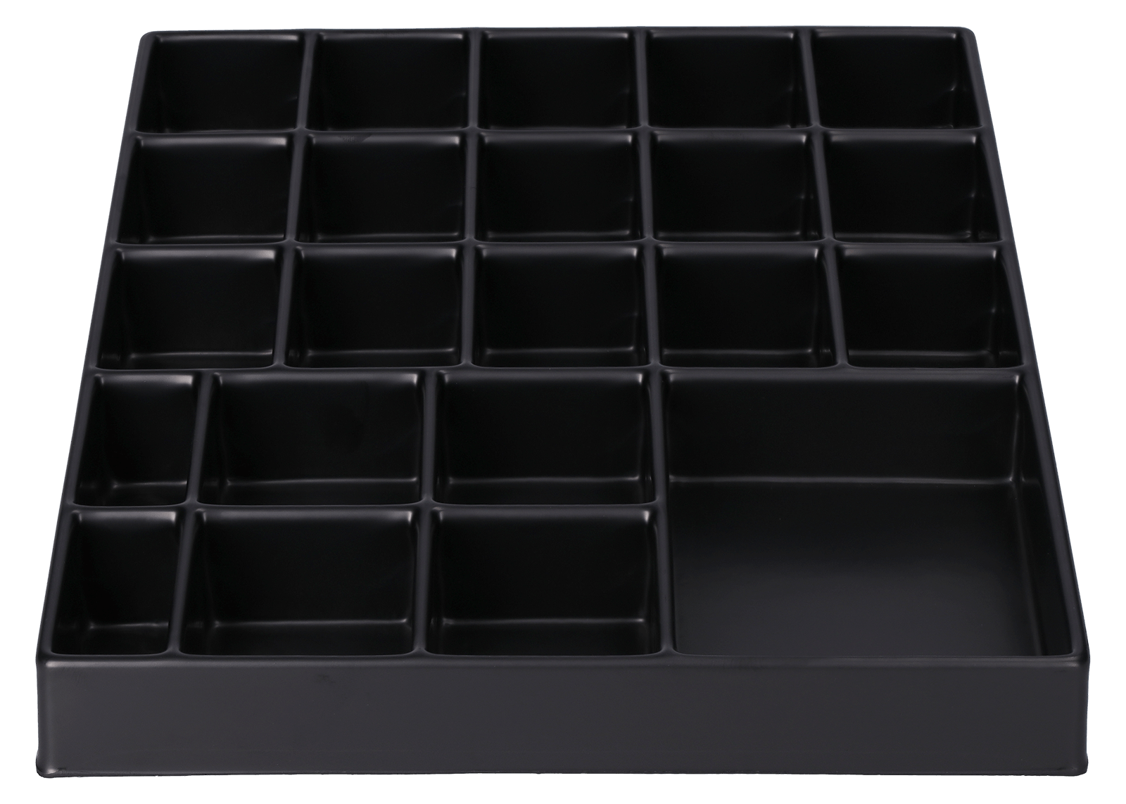 ESD-Tiefzieheinlage schwarz, 22 Nester rechteckig, PS_Frontalansicht