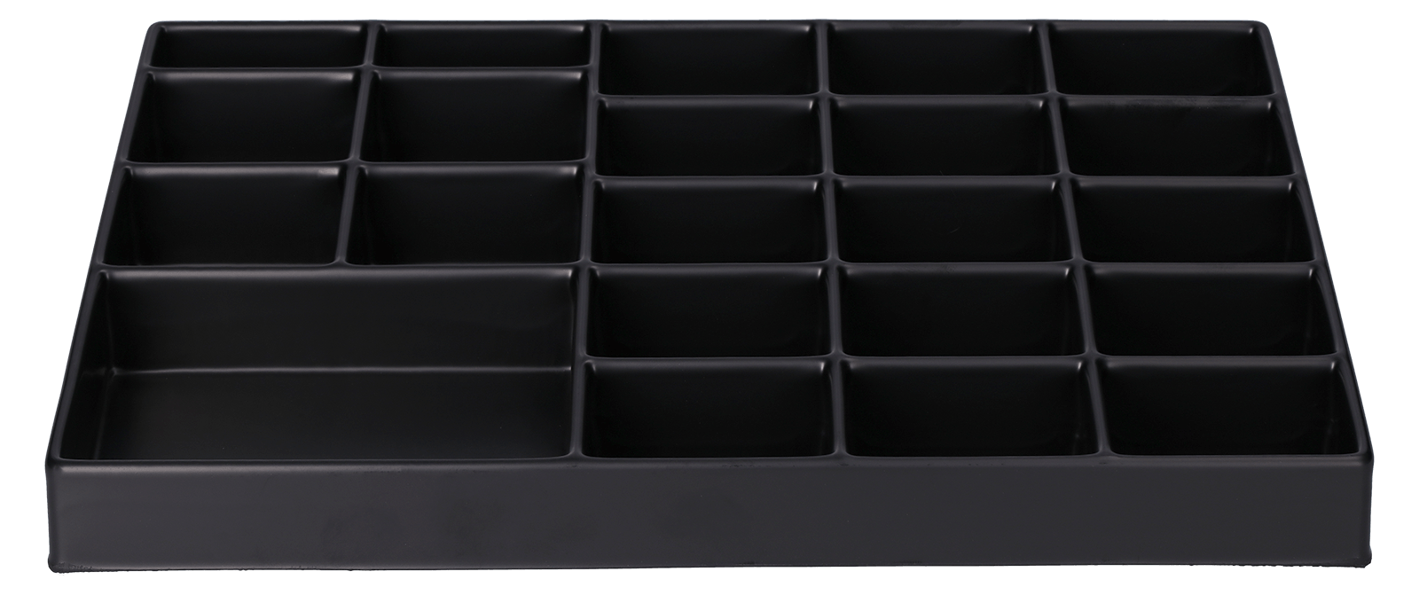 ESD-Tiefzieheinlage schwarz, 22 Nester rechteckig, PS_Frontalansicht