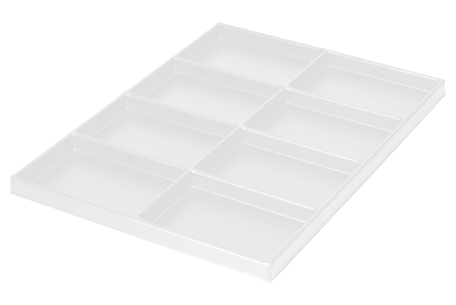 Tiefzieheinlage weiß, 8 Kavitäten rechteckig, PS 