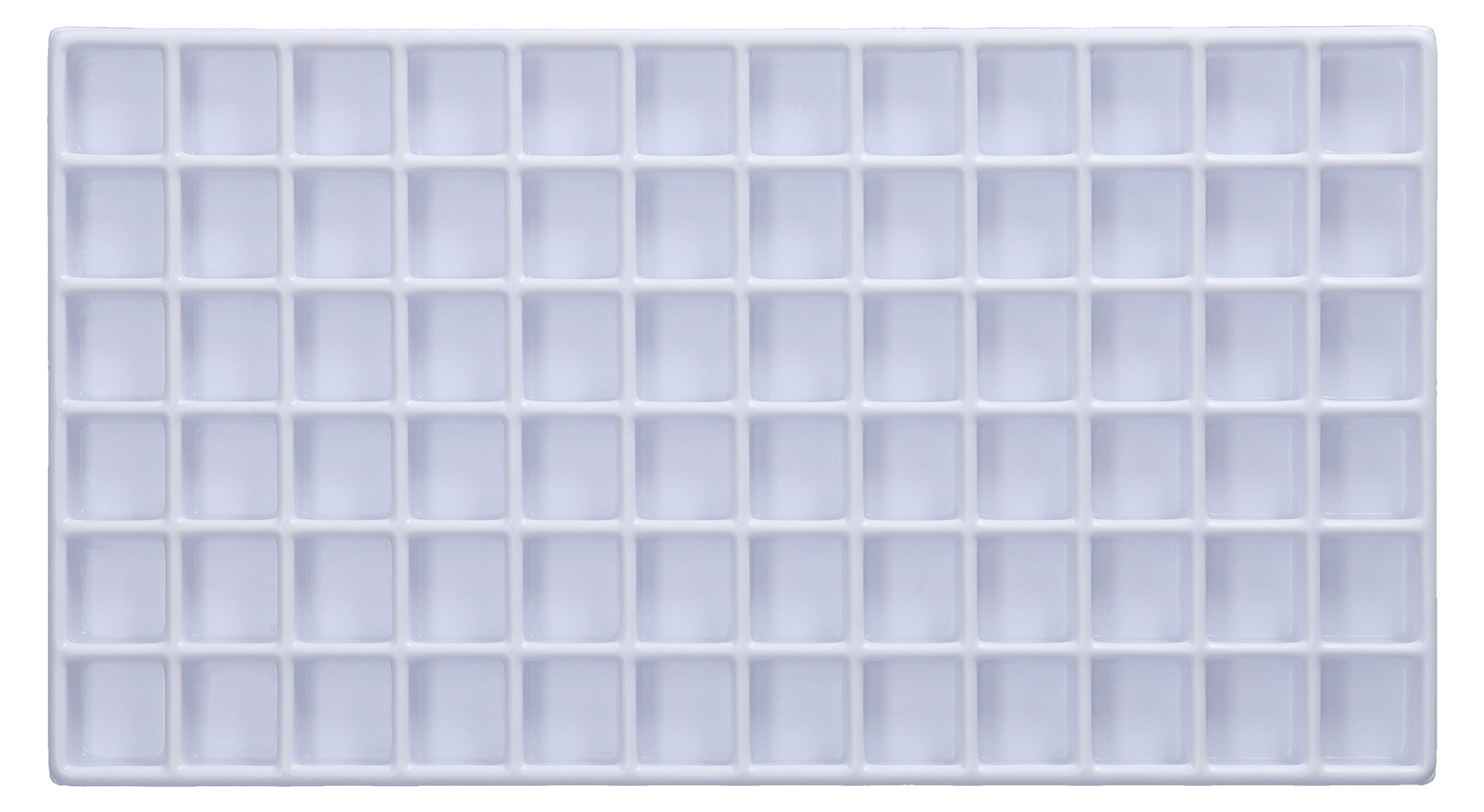 Tiefzieheinlage weiß, 72 Kavitäten rechteckig, PS Frontal
