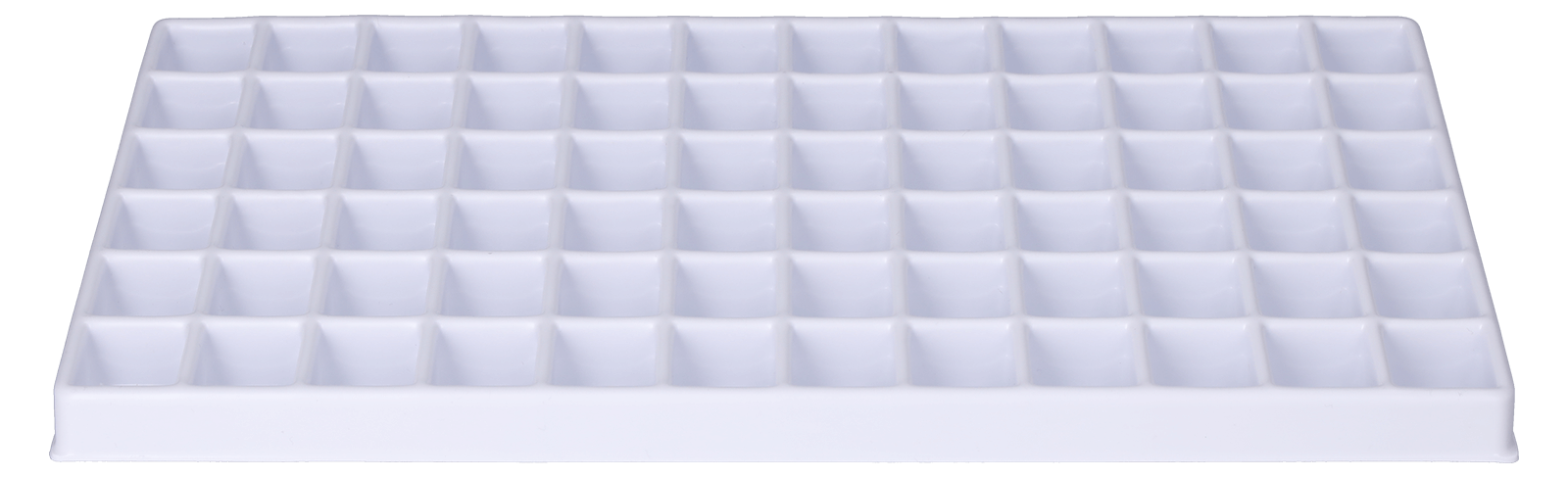 Tiefzieheinlage weiß, 72 Kavitäten rechteckig, PS Frontal