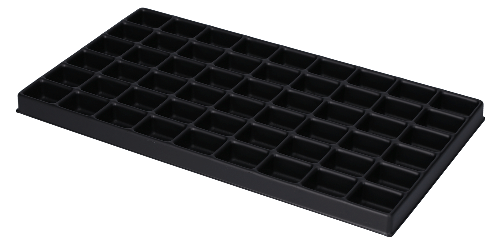 ESD-Tiefzieheinlage schwarz, 54 Kavitäten rechteckig, PS Frontal