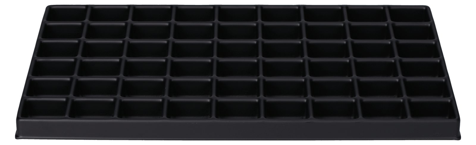 ESD-Tiefzieheinlage schwarz, 54 Kavitäten rechteckig, PS Frontal