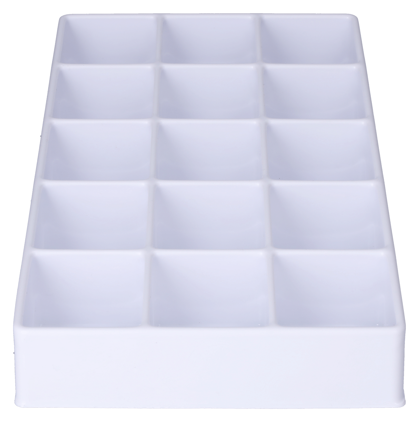 Tiefzieheinlage weiß, 15 Kavitäten rechteckig, PS frontal