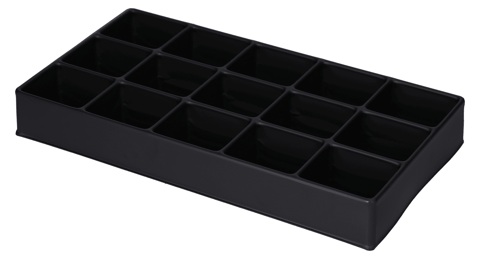 ESD-Tiefzieheinlage schwarz, 15 Kavitäten, rechteckig, PS frontal