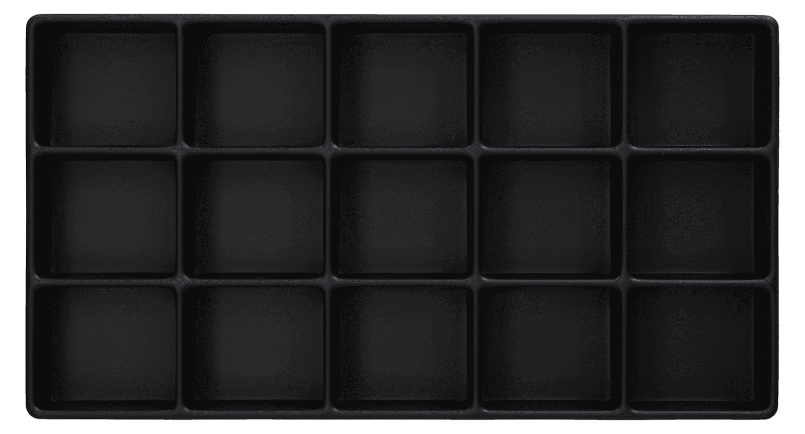 ESD-Tiefzieheinlage schwarz, 15 Kavitäten, rechteckig, PS frontal