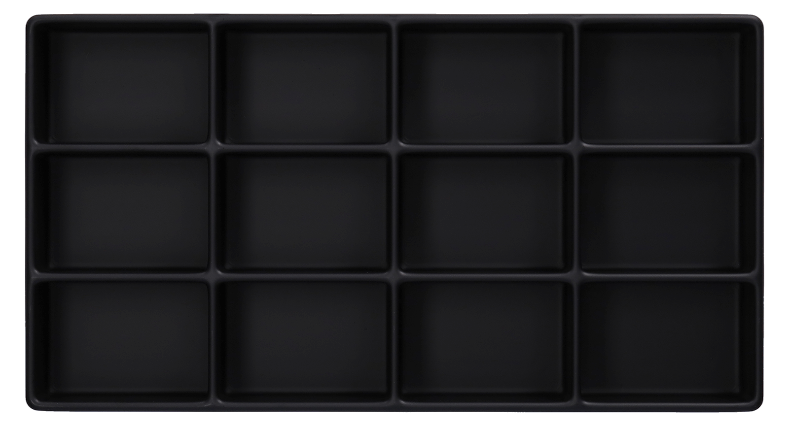 ESD-Tiefzieheinlage schwarz, 12 Kavitäten rechteckig, PS frontal