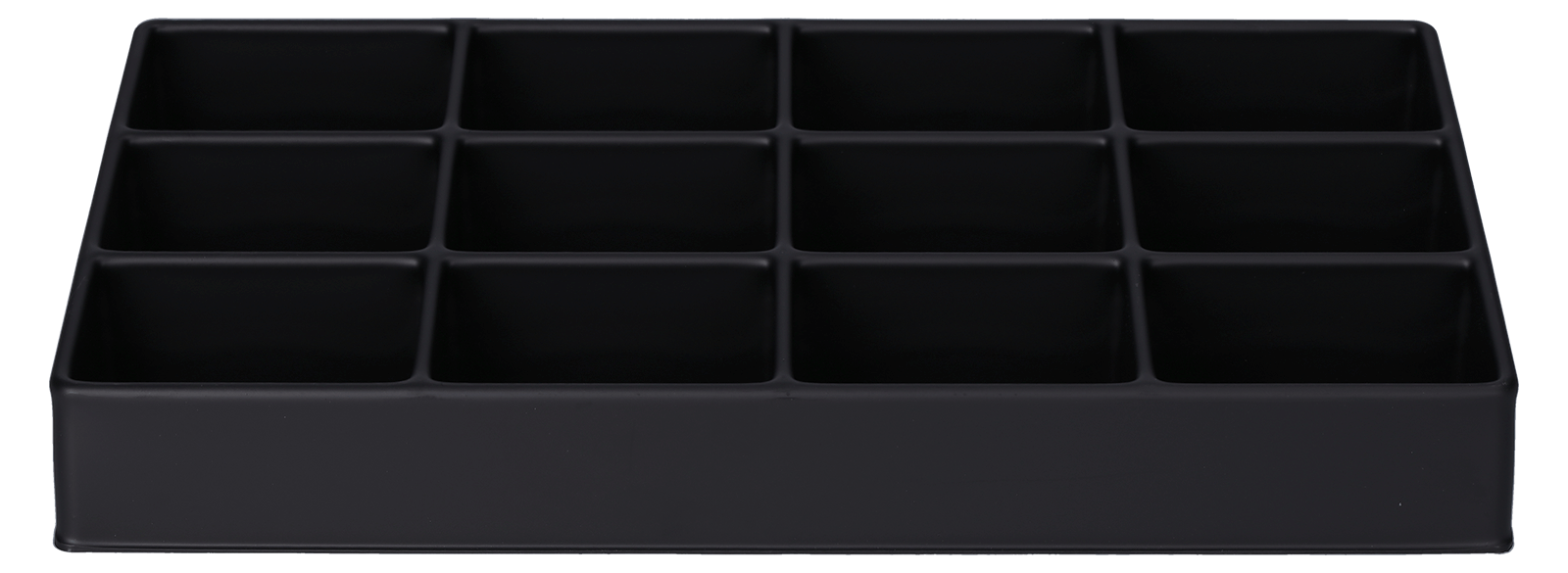 ESD-Tiefzieheinlage schwarz, 12 Kavitäten rechteckig, PS frontal