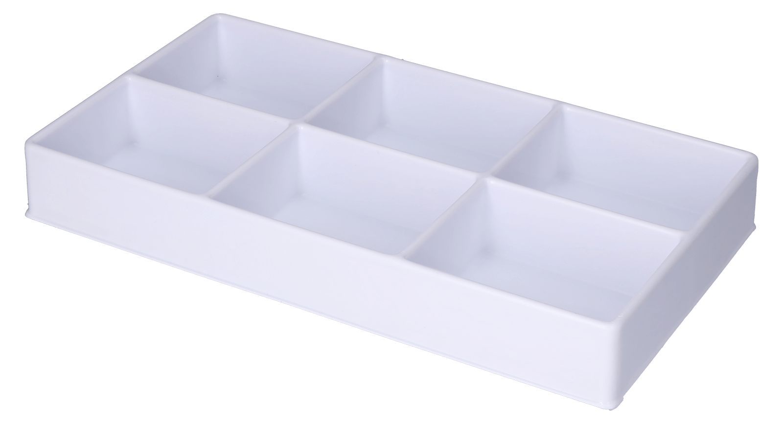 Tiefzieheinlage weiß, 6 Kavitäten rechteckig, PS frontal
