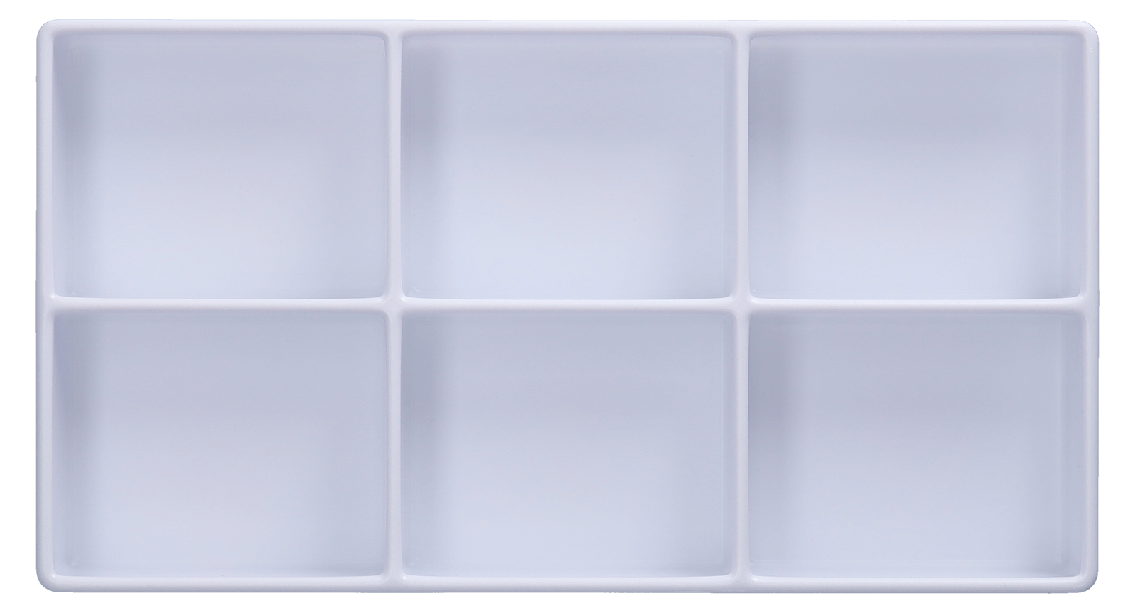 Tiefzieheinlage weiß, 6 Kavitäten rechteckig, PS frontal