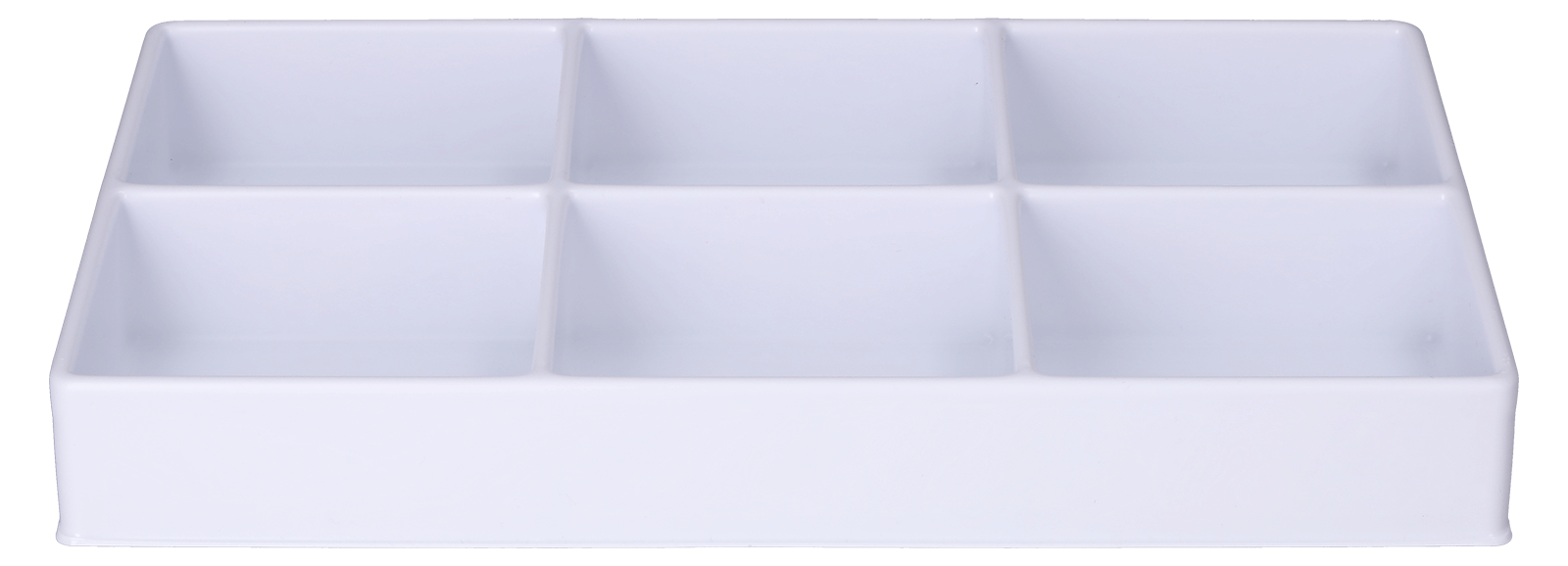 Tiefzieheinlage weiß, 6 Kavitäten rechteckig, PS frontal