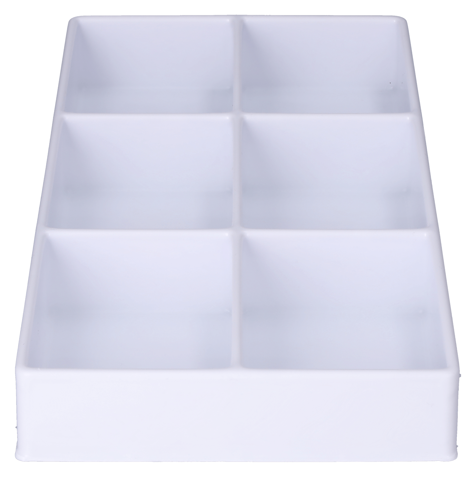 Tiefzieheinlage weiß, 6 Kavitäten rechteckig, PS frontal