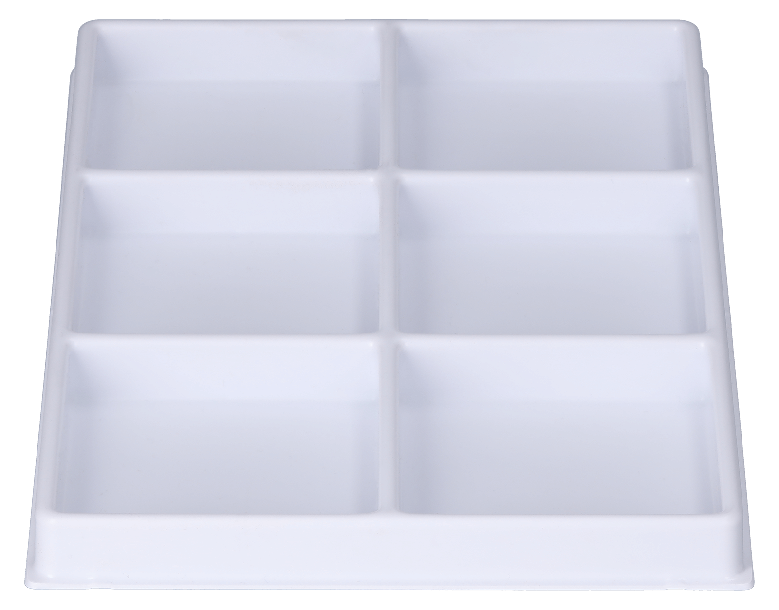 Tiefzieheinlage weiß, 6 rechteckige Nester, PS frontal