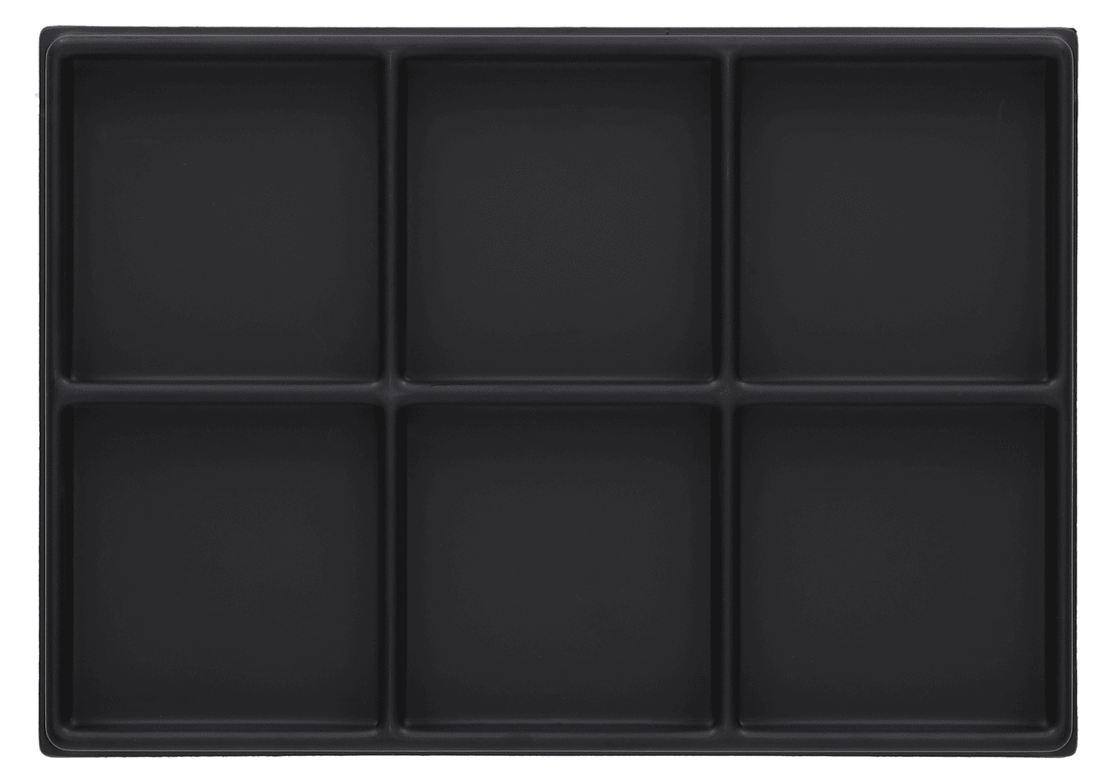ESD-Tiefzieheinlage schwarz, 6 rechteckige Nester, PS frontal