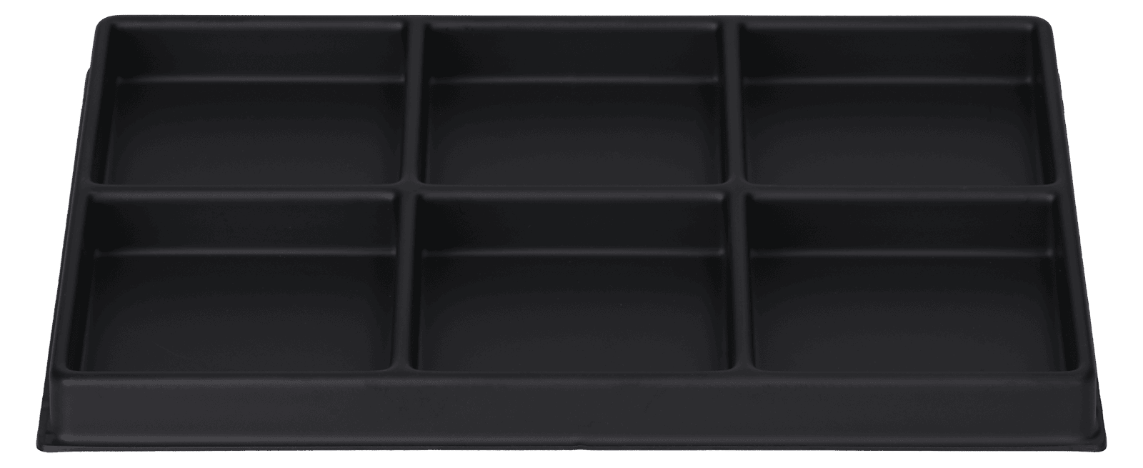 ESD-Tiefzieheinlage schwarz, 6 rechteckige Nester, PS frontal