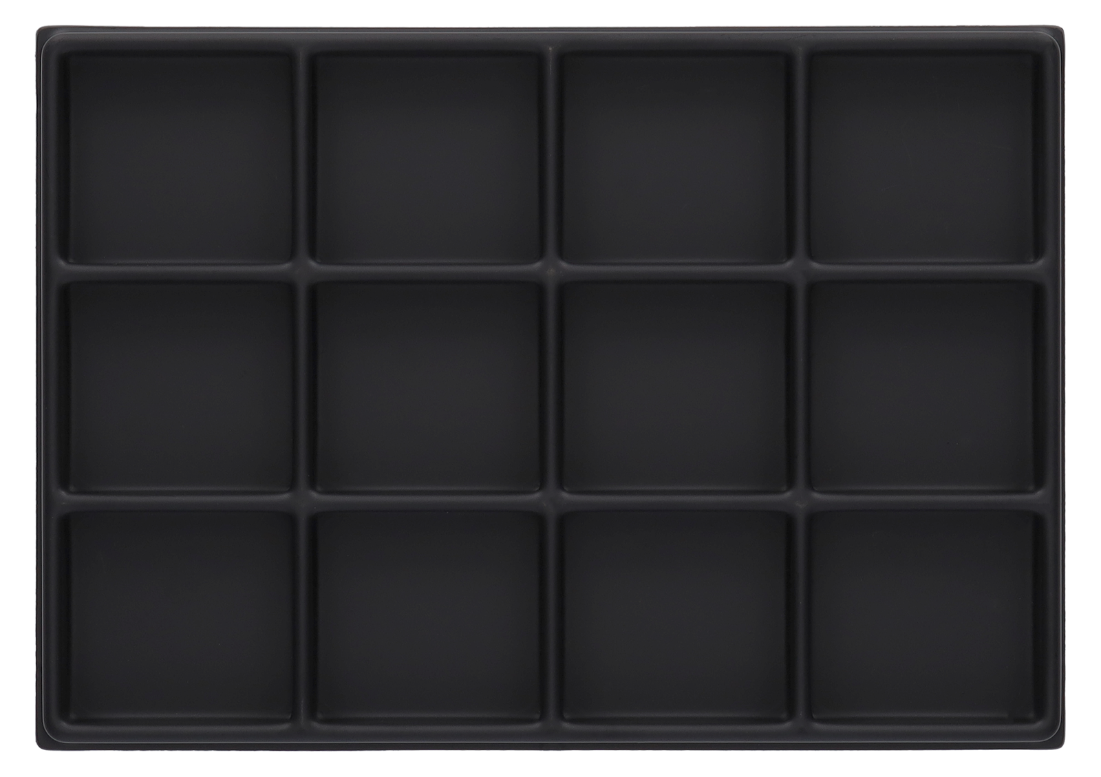 ESD-Tiefzieheinlage schwarz, 12 rechteckige Kavitäten, PS frontal