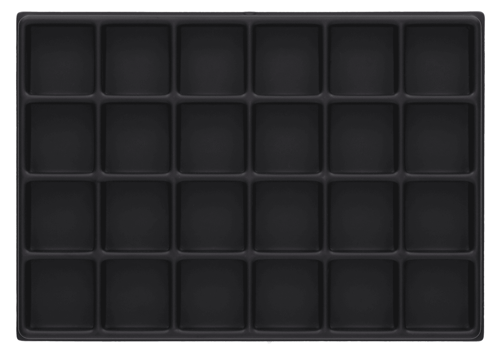 ESD-Tiefzieheinlage schwarz, 24 Kavitäten, rechteckig, PS frontal