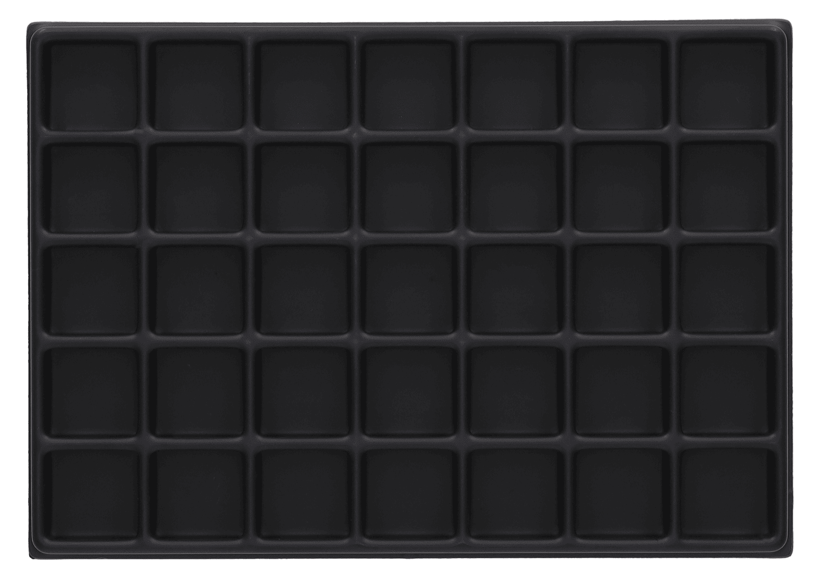 ESD-Tiefzieheinlage schwarz, 35 Kavitäten, rechteckig, PS frontal