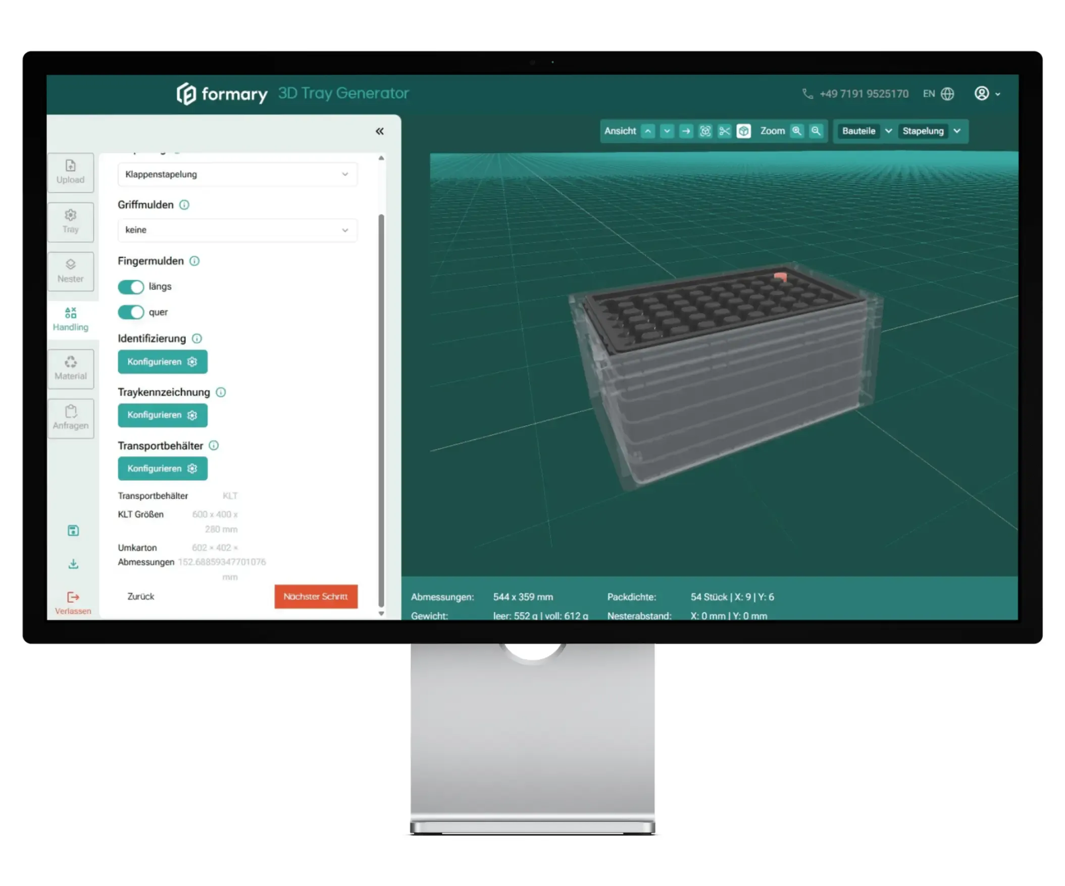 3D-Tray im KLT-Behälter Mockup
