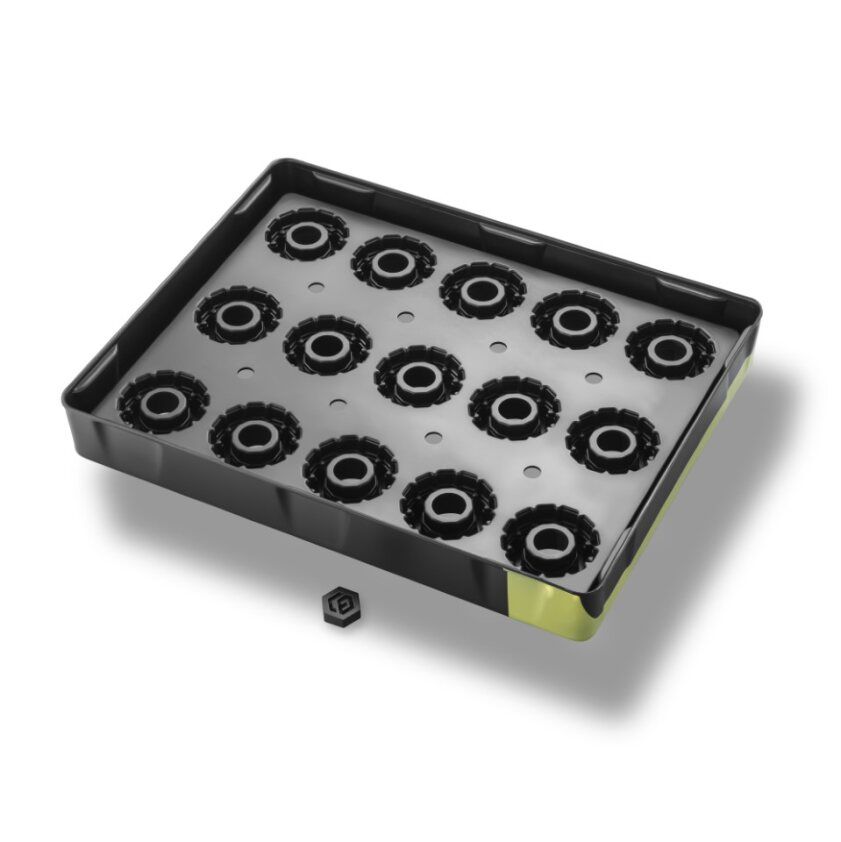 ESD-Werkstückträger mit runden Nestern in schwarz