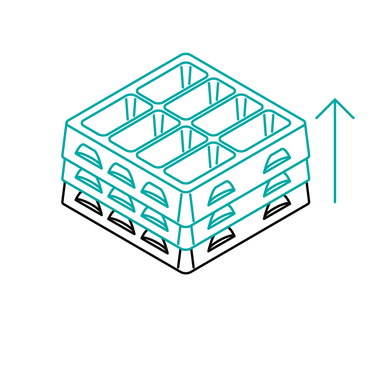 Gestapelte ESD Trays