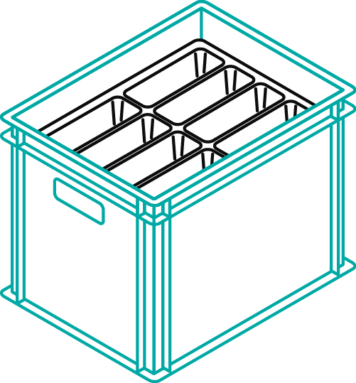 KLT Einlage im Behälter