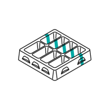 Kunststofftray mit Farbstreifen