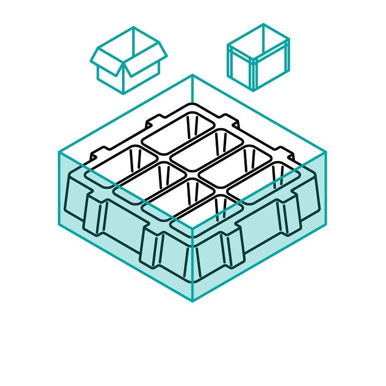 Transport von Tiefziehtrays mit Ladehilfsmitteln