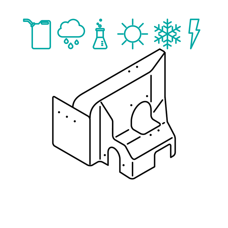 Tiefziehabdeckung aus Kunststoff für Maschinen