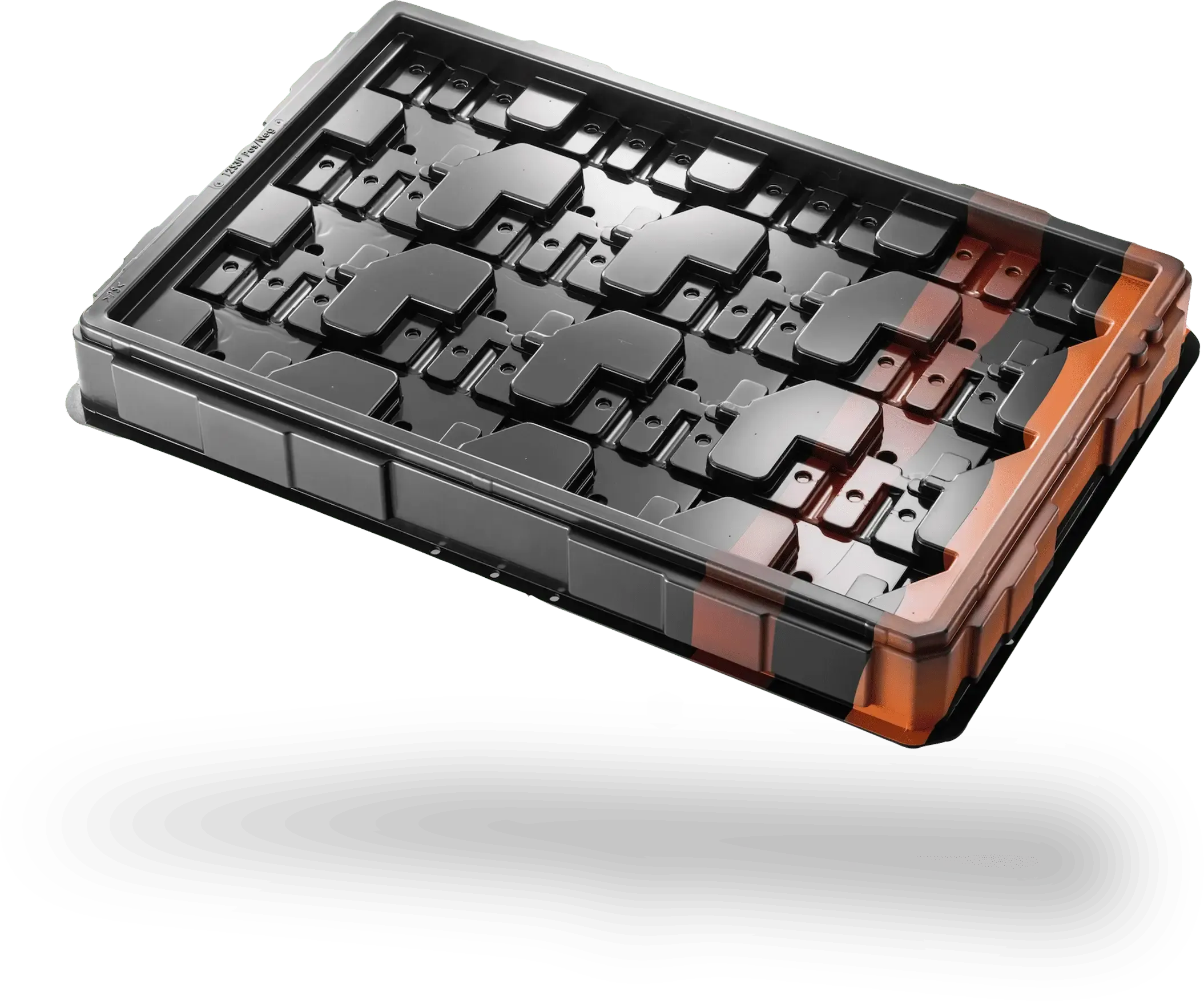 Tray mit Farbstreifen aus Kunststoff