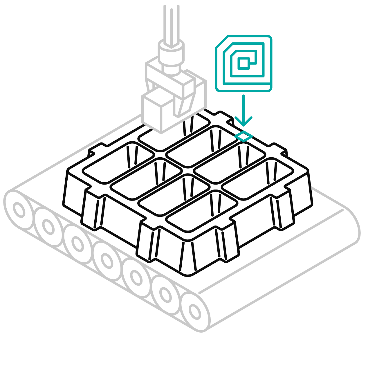 Integrierter Transponder am Tray zur Automatisierung der Produktion