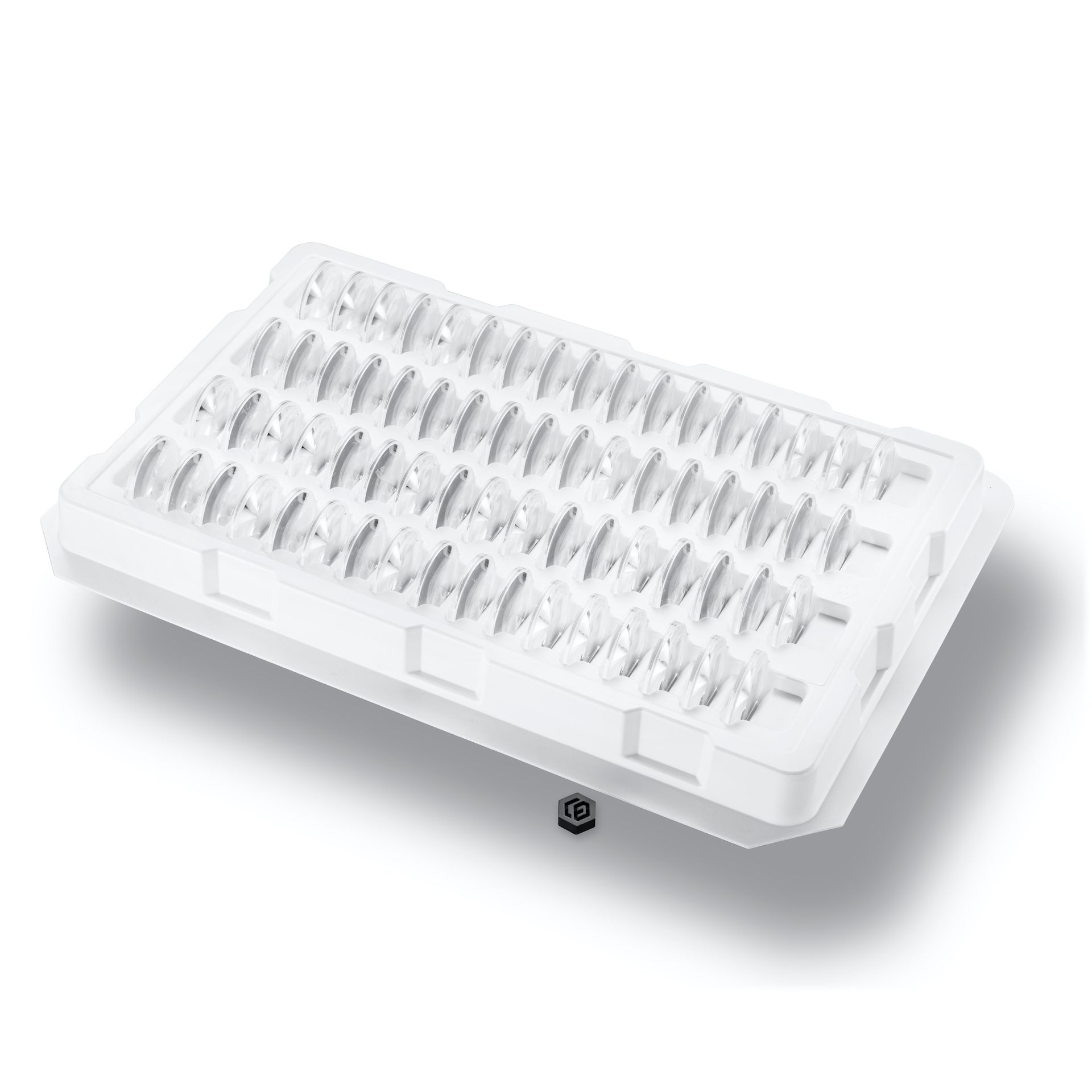 Weißes Tray aus Kunststoff für Transport