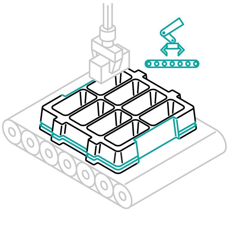 Griffmulden für Tiefziehtrays zur Automatisierung